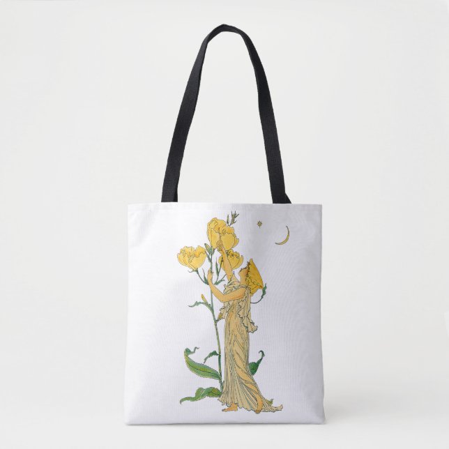 Bolso De Tela Cuento de Hadas Antiguo, Primula, Walter Crane (Anverso)