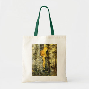 Bolso De Tela Cuento de Hadas Antiguo, Rapunzel con Cabello Rubi