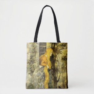 Bolso De Tela Cuento de Hadas Vintage, Rapunzel con Cabello Rubi