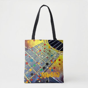 Bolso De Tela Cuerdas de guitarra acuarela musical