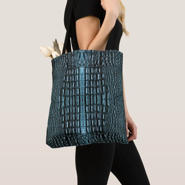 Bolso De Tela Cuero de lagarto azul (Detalle)