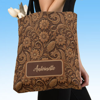 Bolso De Tela Cuero Falso Vintage con Aspecto Labrado Floral