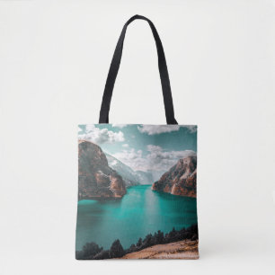 BOLSO DE TELA CUERPO DE AGUA ENTRE MONTAÑAS MARRÓN