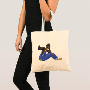 Bolso De Tela Cuervo con Overoles Azules