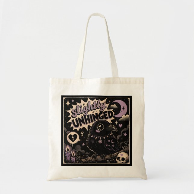 Bolso De Tela Cuervo Ligeramente Desequilibrado (Frente)