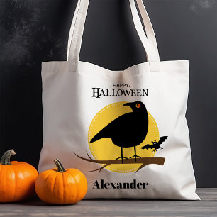Bolso De Tela Cuervo negro espeluznante de Halloween
