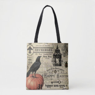 BOLSO DE TELA CUERVO Y CALABAZA MODERNOS DE HALLOWEEN DEL