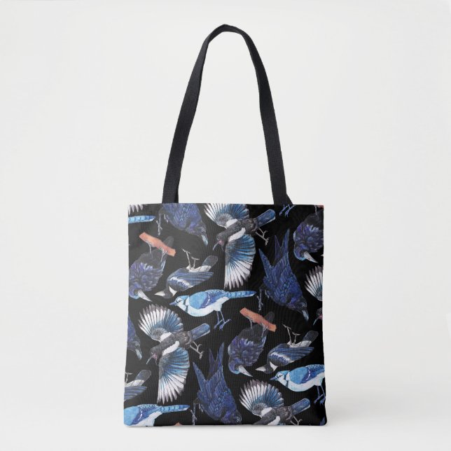 Bolso De Tela Cuervos y negro de Corvids (Anverso)
