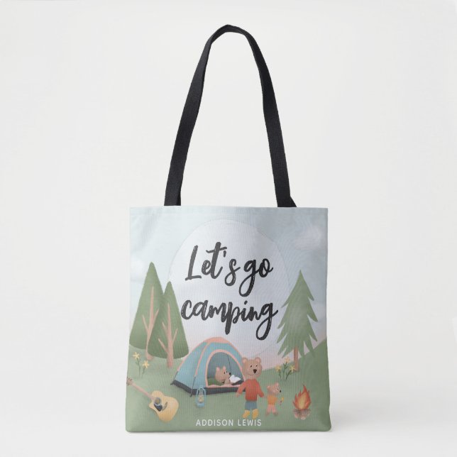 Bolso De Tela Cuesta Vamos Camping Woodland Bear (Anverso)