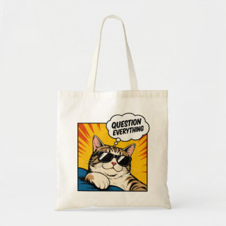 Bolso De Tela Cuestiona Todo - Gato de la Conspiración
