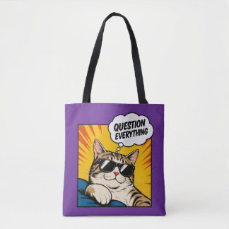 Bolso De Tela Cuestiona Todo - Gato de la Conspiración