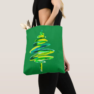 Bolso De Tela Cuidada acuarela árboles de Navidad Tote Bag