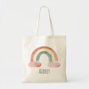 Bolso De Tela Cuidada acuarela Arcoiris personalizada