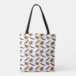 Bolso De Tela Cuidada Calabaza Jack O Lantern Bat Black Naranja