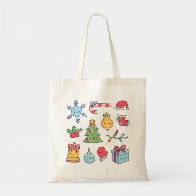 Bolso De Tela Cuidada colección de decoraciones navideñas (Frente)