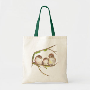 Bolso De Tela Cuidada familia de gorriones, pájaro, naturaleza