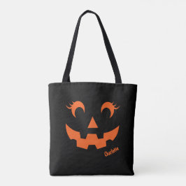 Bolso De Tela Cuidada Halloween Jack O'Lantern Calabaza negra