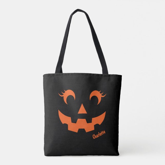 Bolso De Tela Cuidada Halloween Jack O'Lantern Calabaza negra (Reverso)