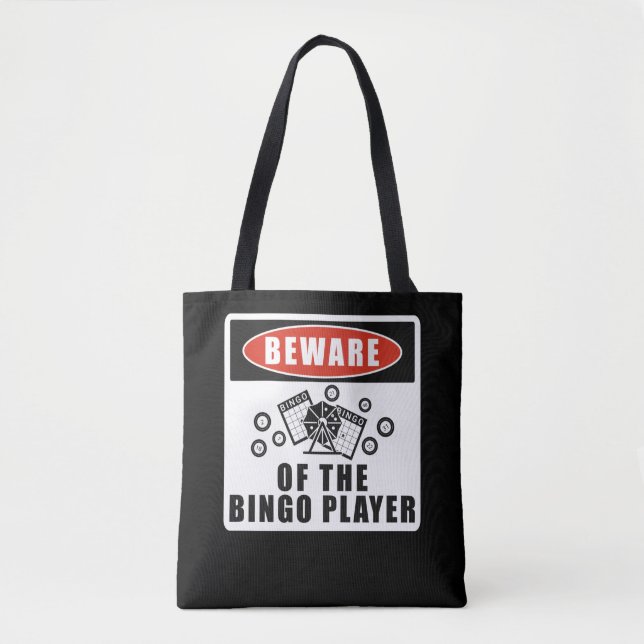 Bolso De Tela Cuidado Con El Jugador De Bingo Divertido Lucky Ga (Anverso)