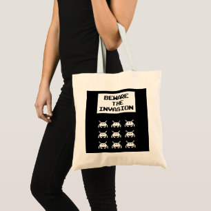 Bolso De Tela Cuidado con la invasión, diseño geek