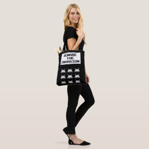 Bolso De Tela Cuidado con la invasión, diseño geek