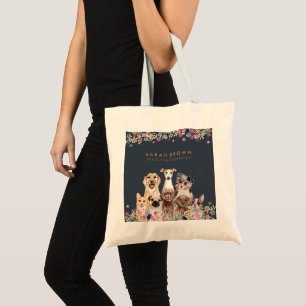 Bolso De Tela Cuidado de Perro Lindo Pequeño Azul Marino Marrón