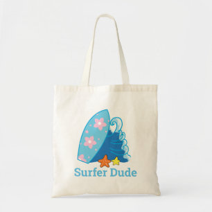 Bolso De Tela Cuidado Surfer Dude Surfboard y Wave