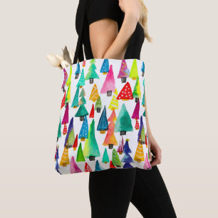 Bolso De Tela Cuidados acuarelas árboles de Navidad