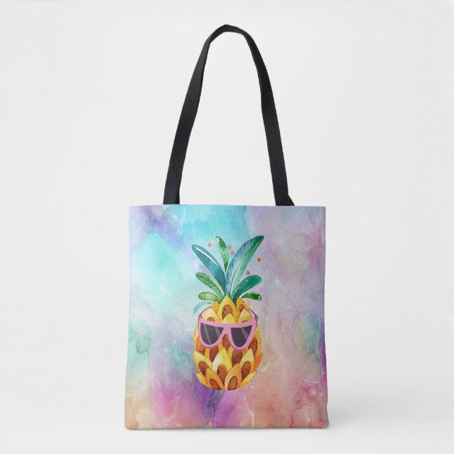 Bolso De Tela Cuidados acuarelas Pineapple En Gafas De Sol (Anverso)