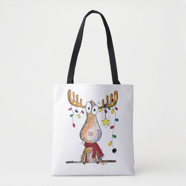 Bolso De Tela Cuidados Navidades caprichosos Moose (Anverso)