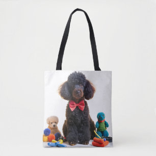 Bolso De Tela Cuidadosamente negro caniche Chenille Tote Bag