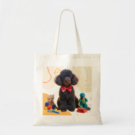 Bolso De Tela Cuidadosamente negro caniche Chenille Tote Bag