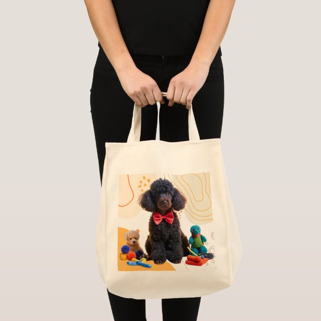 Bolso De Tela Cuidadosamente negro caniche Chenille Tote Bag (Anverso (producto))