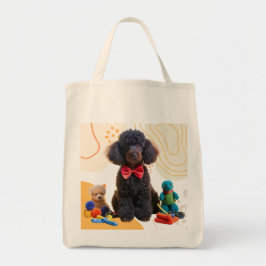 Bolso De Tela Cuidadosamente negro caniche Chenille Tote Bag
