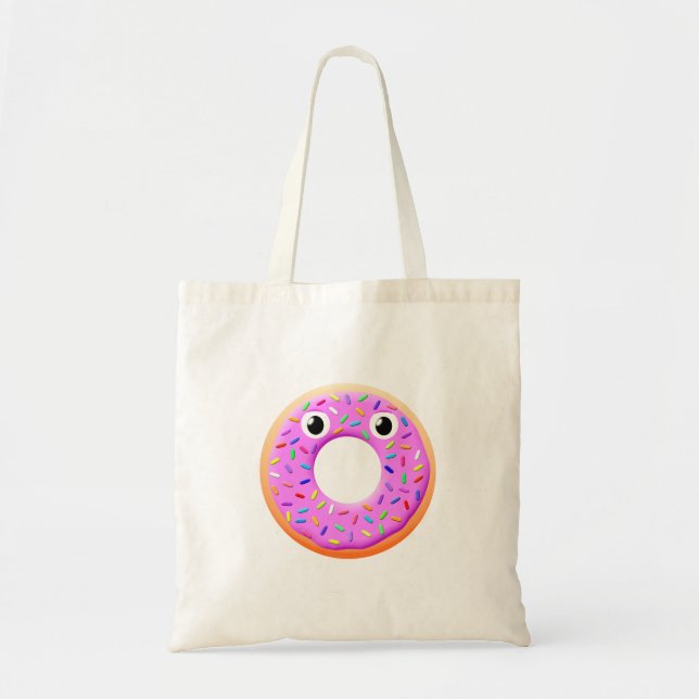 Bolso De Tela Cuidadoso Donut Con Ojos Y Dibujo De Rocios (Frente)