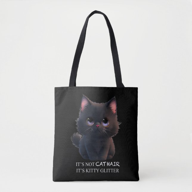 Bolso De Tela Cuidadoso gato negro (Anverso)