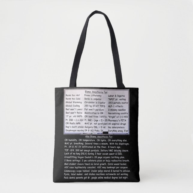 Bolso De Tela Culpar a la anestesia (Anverso)