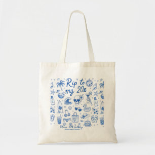 Bolso De Tela cumpleaños 20s azul de playa personalizado dibujad