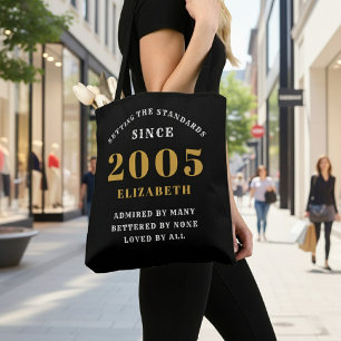 Bolso De Tela Cumpleaños 21 2005 Negro Oro Para Ella Personaliza