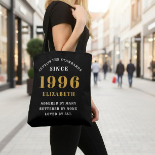 Bolso De Tela Cumpleaños 30 1996 Negro Oro Para Ella Personaliza