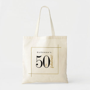 Bolso De Tela Cumpleaños 50 y Fabuloso Negro y Oro
