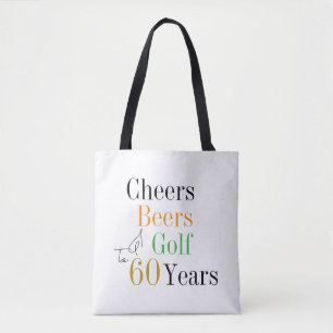 Bolso De Tela Cumpleaños 60 Golf Cheers Cervezas Fiesta Mínima