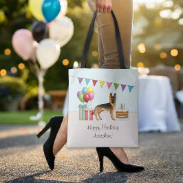 Bolso De Tela Cumpleaños Colorido De Pastor Alemán Negro Y Tan