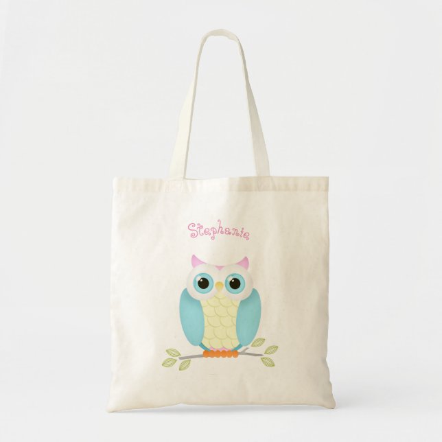 Bolso De Tela Cumpleaños de Búho Dulce (Frente)