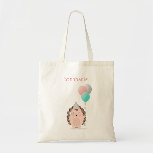 Bolso De Tela Cumpleaños de Cute Hedgehog (Frente)