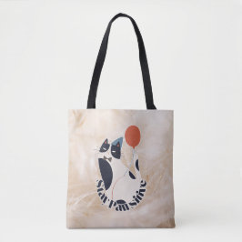 Bolso De Tela Cumpleaños de gato esmoquin Stay Pawsitive Mediano