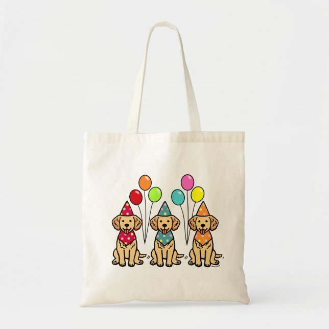 Bolso De Tela Cumpleaños de los perritos del golden retriever (Frente)