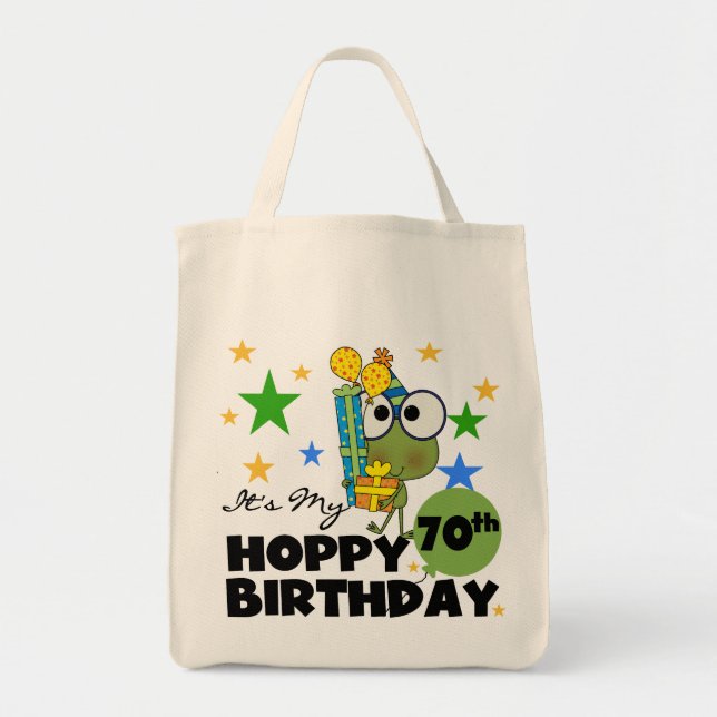Bolso De Tela Cumpleaños de lúpulo de Froggie 70.o (Frente)