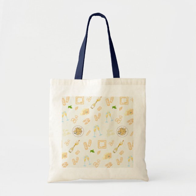 Bolso De Tela Cumpleaños de Prosecco y Pasta (Frente)