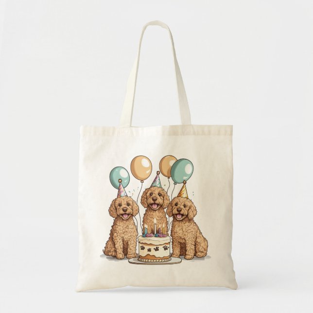 Bolso De Tela Cumpleaños Goldendoodle Perros (Frente)